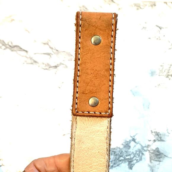 Vintage Hand Tooled Leather Eagle Belt Southwestern Brown Black Unisex No Buckle - Picture 5 of 10